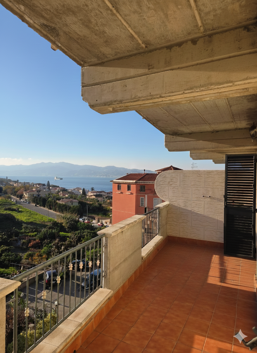 słoneczna nieruchomość na sprzedaż blisko plaży z widokiem na morze i góry w Villa San Giovanni